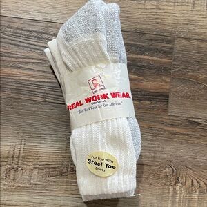 NWTs 2 pair VINTAGE Men's Real Work Wear cotton socks Sz Large Men’s (9-12)